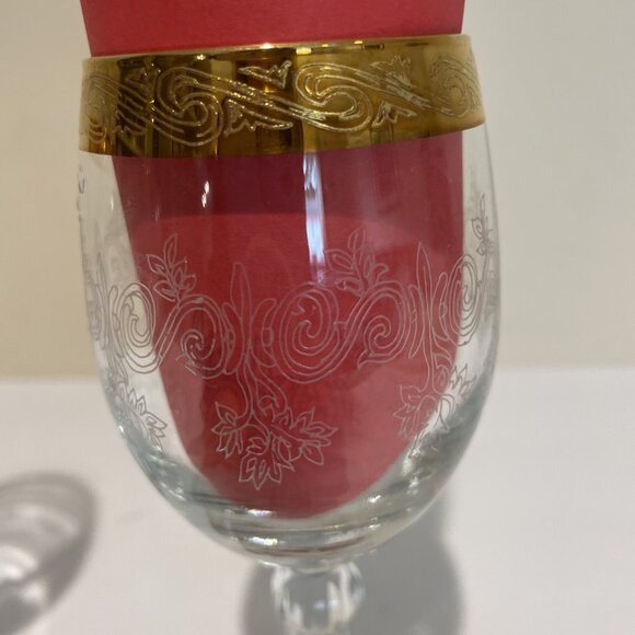 Pasabahce Circle Wine Glasses Gold Rimmed Art of Glass Turkey Set of 5 NWOB - Picture 3 of 11